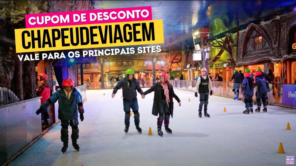 Snowland Cupom CHAPEUDEVIAGEM - Andy e PH na pista de patinação