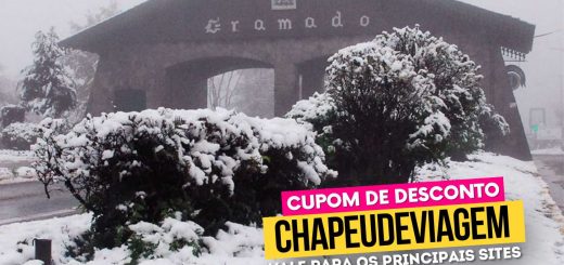 Gramado no Inverno cupom CHAPEUDEVIAGEM - Neve no pórtico de Gramado