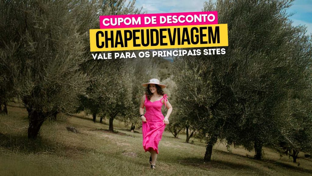 Cupom Olivas Gramado CHAPEUDEVIAGEM - Andy correndo de vestido rosa entre as oliveiras