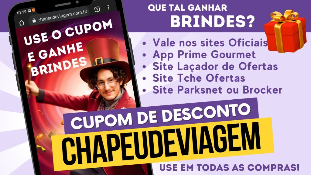 O cupom Gramado: CHAPEUDEVIAGEM pode ser utilizado nos principais sites de ofertas de Gramado e Canela. Vale nos sites Oficiais da Serra Gaúcha, aplicativo Prime Gourmet, site Laçador de ofertas, Parksnet ou Brocker.