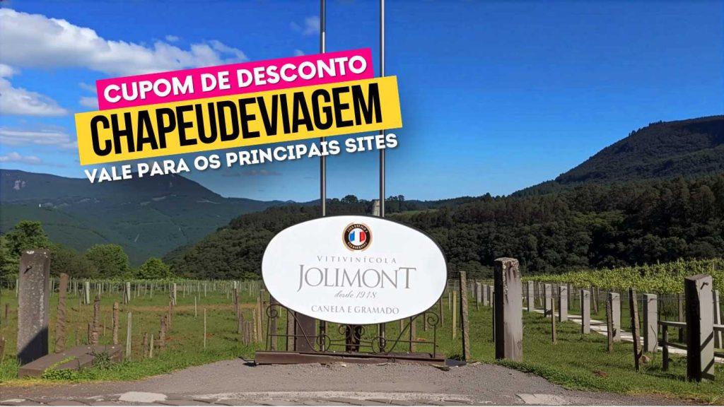 Vinícola Jolimont Cupom CHAPEUDEVIAGEM - PLaca de entrada para os parreirais