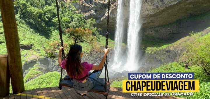 Cupom Pé da Cascata CHAPEUDEVIAGEM - Moça no balanço do pé da cascata