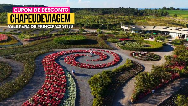 Ingresso Matria Parque de Flores Cupom CHAPEUDEVIAGEM - Vista aérea dos Jardins temáticos
