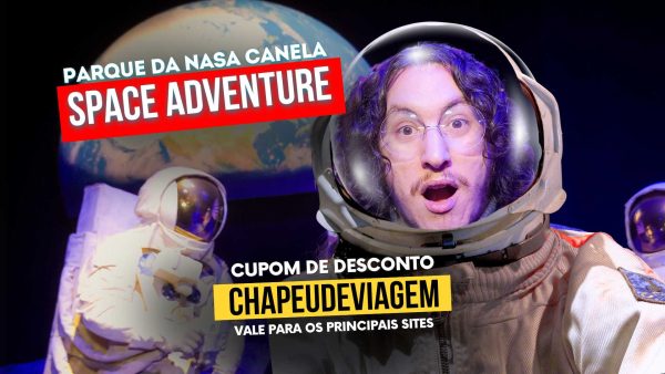 Parque da NASA Ingresso Space Adventure Cupom CHAPEUDEVIAGEM - PH em roupa de Astronauta
