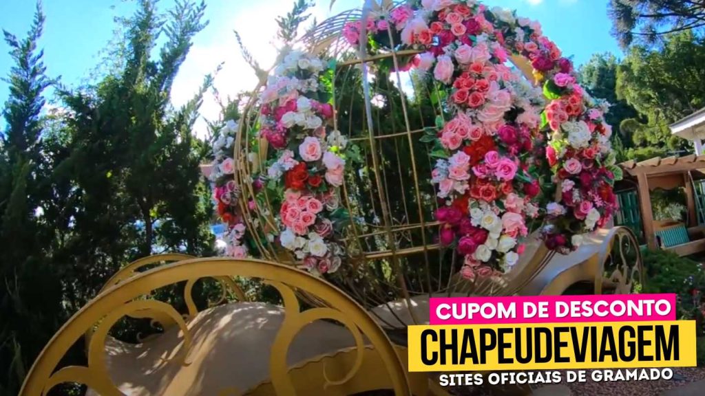Passaporte Dreams Cupom CHAPEUDEVIAGEM - Carroagem de flores do jardim do amor