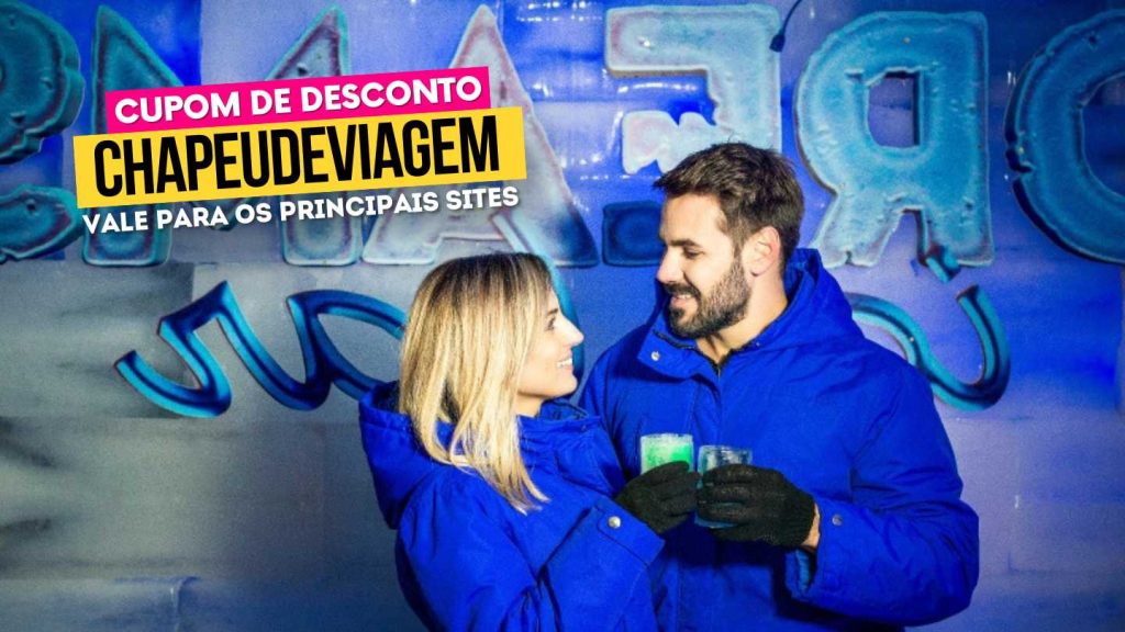 Ingresso Ice Bar Dreamland Cupom CHAPEUDEVIAGEM Bar de gelo casal com drink - foz do Iguaçu