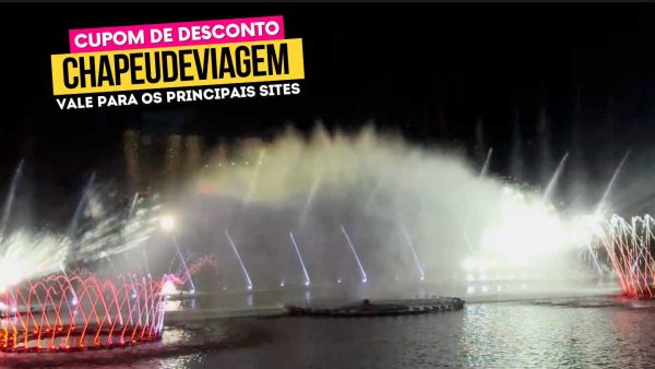 Ingresso WonderPark Water Show Cupom CHAPEUDEVIAGEM - chafarizes e luzes