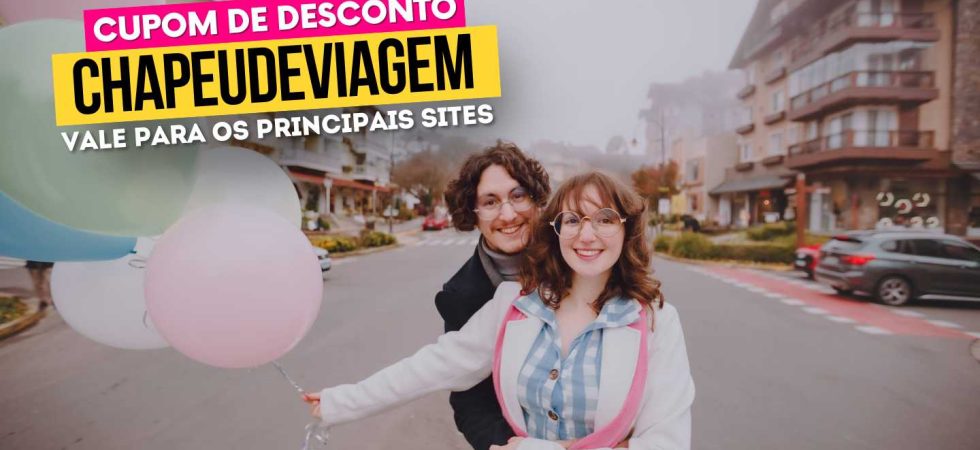 Clima em Gramado Cupom CHAPEUDEVIAGEM - Ph e Andy com balões