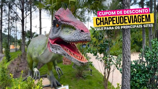 Ingresso Aventura Jurássica Cupom CHAPEUDEVIAGEM - estatua de dinossauro
