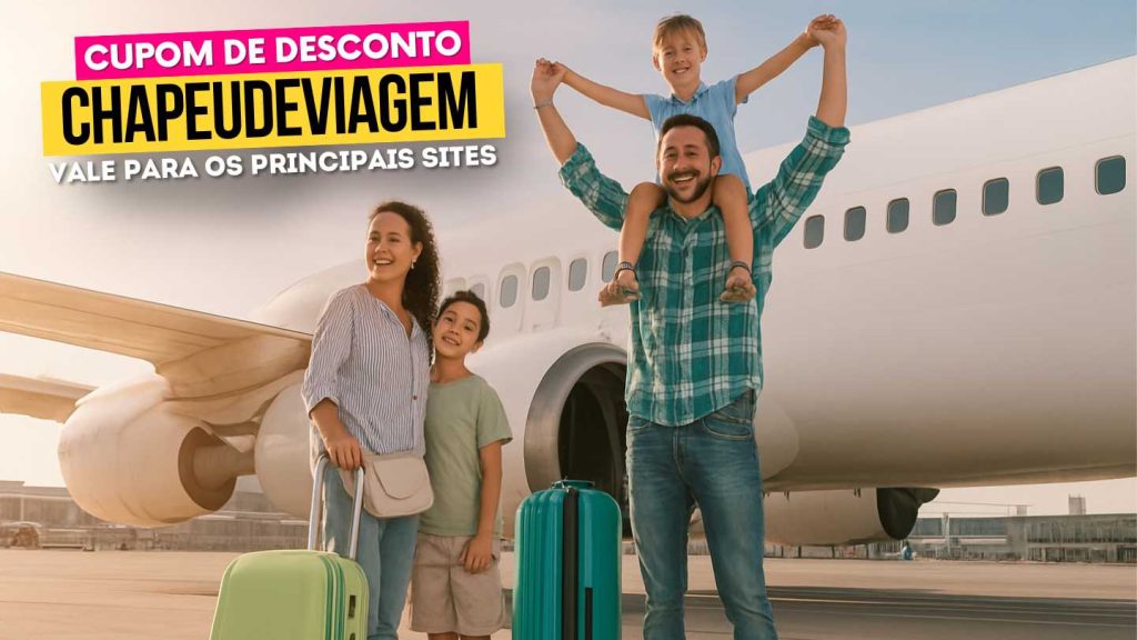 Seguro Viagem Internacional Cupom CHAPEUDEVIAGEM - familia no avião