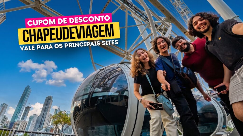 Melhores Rodas Gigantes no Brasil Cupom CHAPEUDEVIAGEM - Andy e pessoal na frente da roda gigante de BC, Roda FG