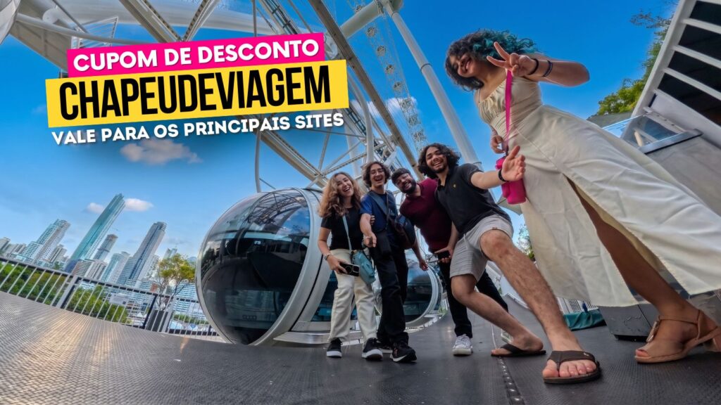Melhores Rodas Gigantes no Brasil Cupom CHAPEUDEVIAGEM - Andy e pessoal na frente da roda gigante de BC, Roda FG 2