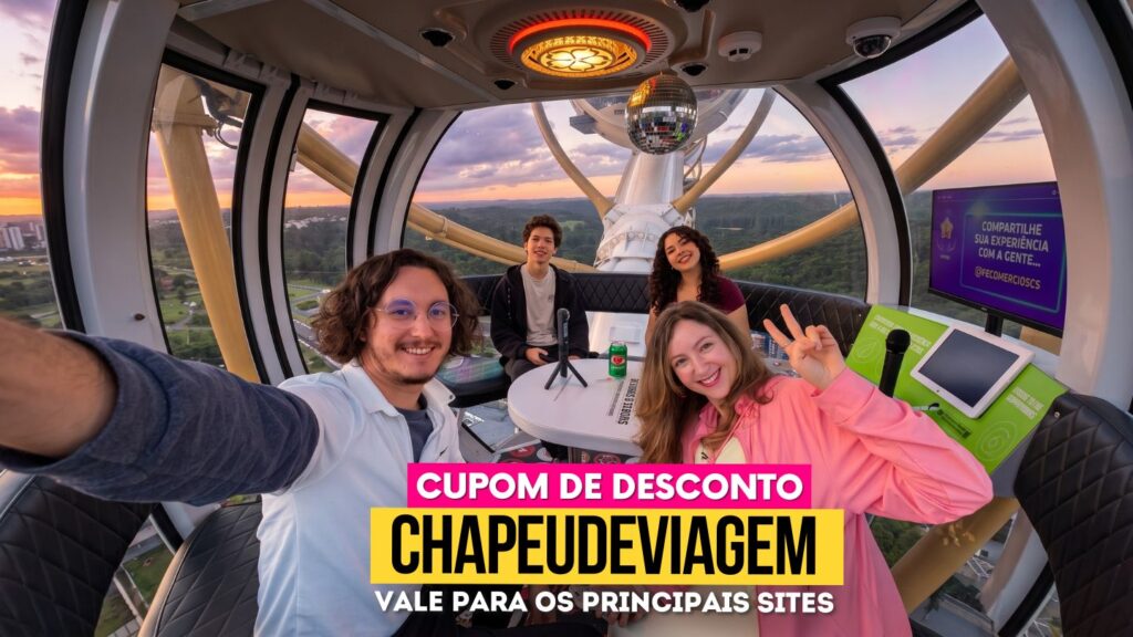 Melhores Rodas Gigantes no Brasil Cupom CHAPEUDEVIAGEM - Roda Canela, Ph e Andy com menino e menina