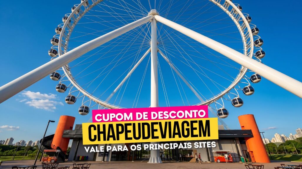 Melhores Rodas Gigantes no Brasil - Cupom CHAPEUDEVIAGEM Até 15% de Desconto 33 Melhores Rodas Gigantes no Brasil Cupom CHAPEUDEVIAGEM - Roda Rico SP vista de baixo