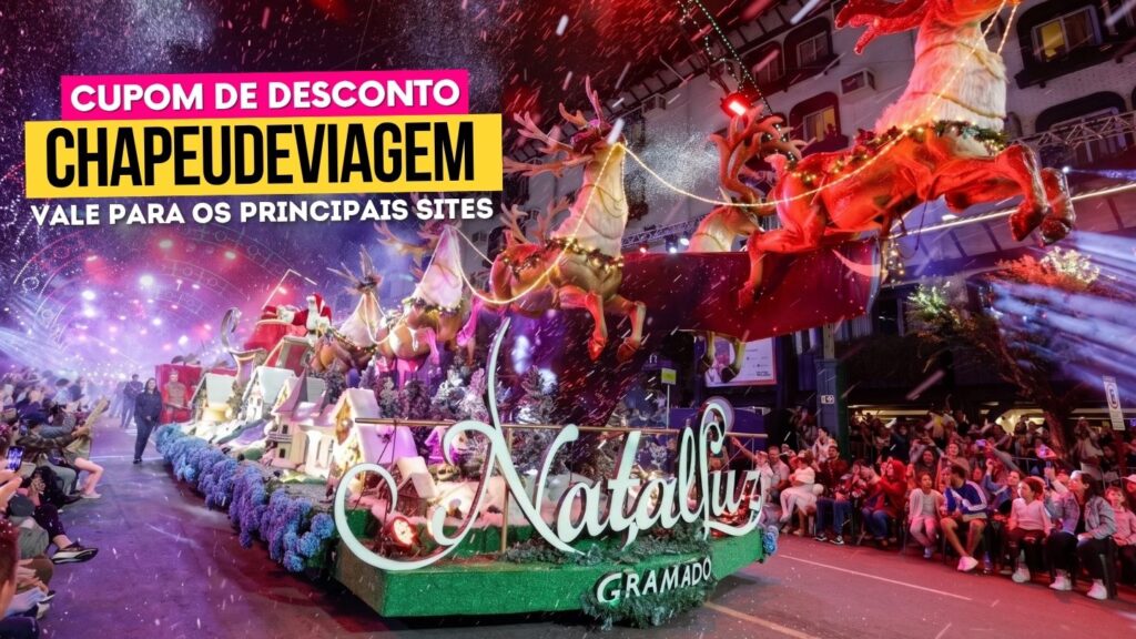 Natal Luz Gramado Cupom CHAPEUDEVIAGEM - Carro alegórico de renas