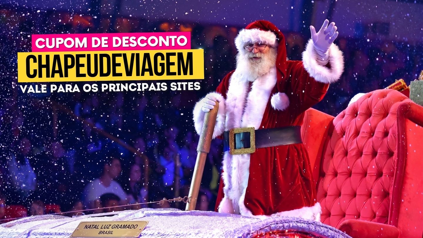 Ingresso Natal Luz: Cupom CHAPEUDEVIAGEM com 10% de desconto 1 Natal Luz Gramado Cupom CHAPEUDEVIAGEM - Papai noel com neve