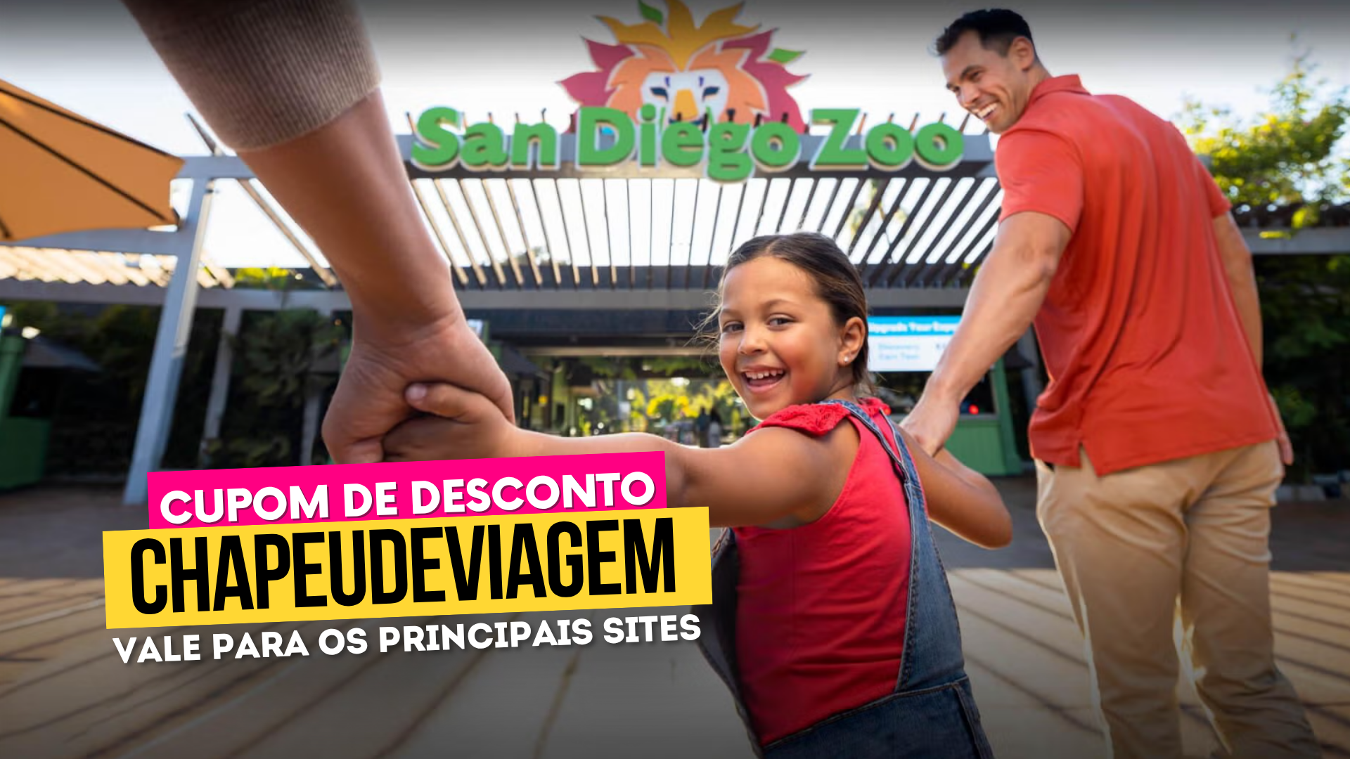 Ingresso San Diego Zoo - Cupom CHAPEUDEVIAGEM com Desconto 6 Zoológico de San Diego Cupom CHAPEUDEVIAGEM - menina com os pais