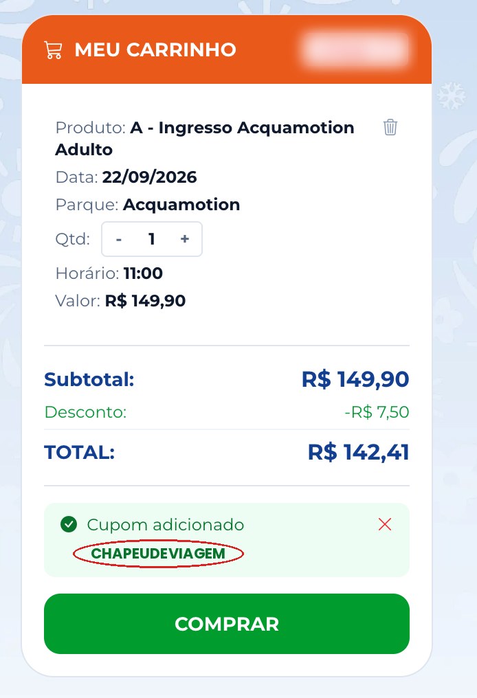 acquamotion cupom chapeudeviagem carrinho - acquamotion cupom