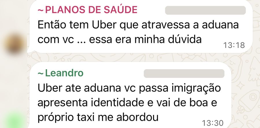 Participante pergunta se o Uber atravessa a aduana e Leandro explica que vai de boa
